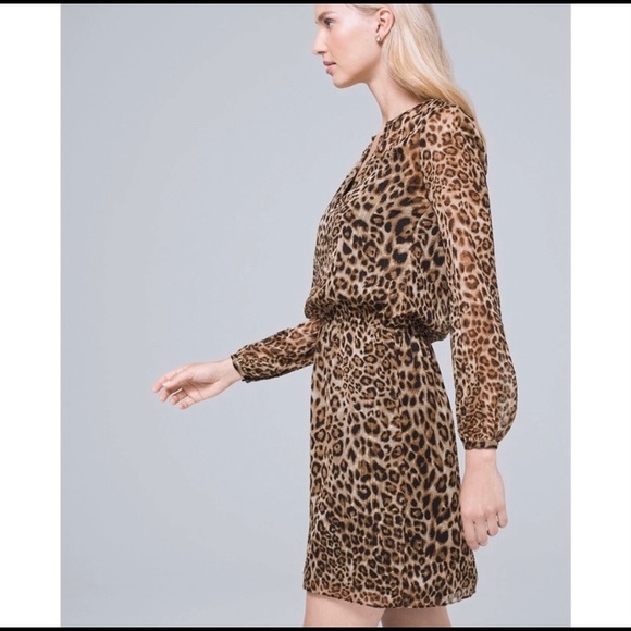 White House Black Market Leopard Blouson Dress - Picture 3 of 7
